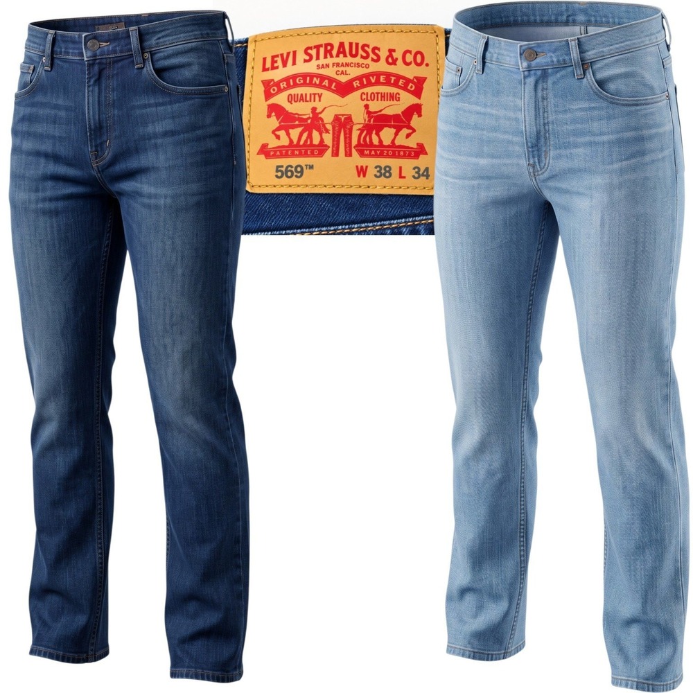 Levi 569 Loose Straight Jeans Mens 38x32 Blue Denim Bundle LOT OF 2